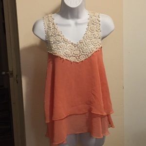 💋3/$25💋 crochet top tiered ruffle racerback tank